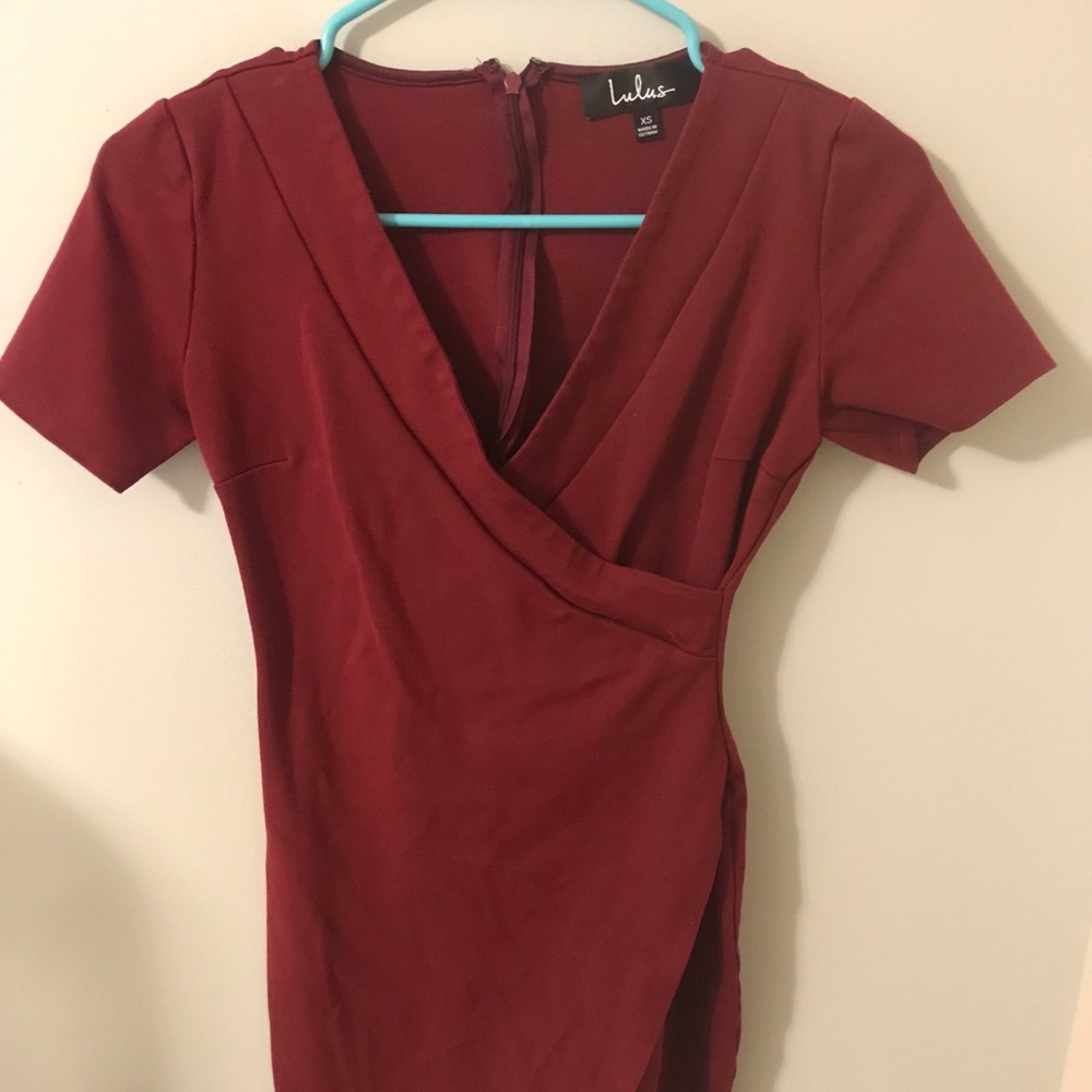 Lulus Burgundy Wrap Dress